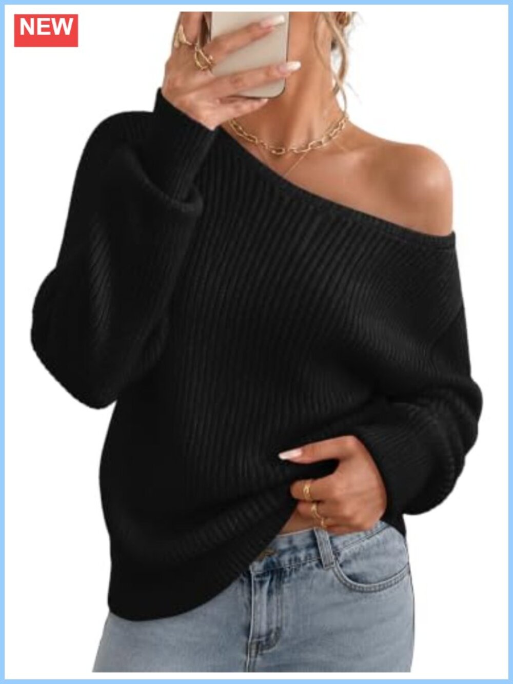 Womens Sweater Long Sleeve Off Shoulder Drop Shoulder Pullover Soft Lightweight
